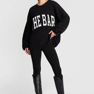 The Bar Black Sweatshirt with White Sherpa Letters